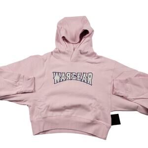 RawGear Pink Cropped Hoodie L Womens WarGear Logo Embroidered NWT (687)
